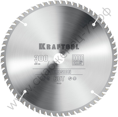 KRAFTOOL PRECISION 300х30мм 60Т, диск пильный по дереву
