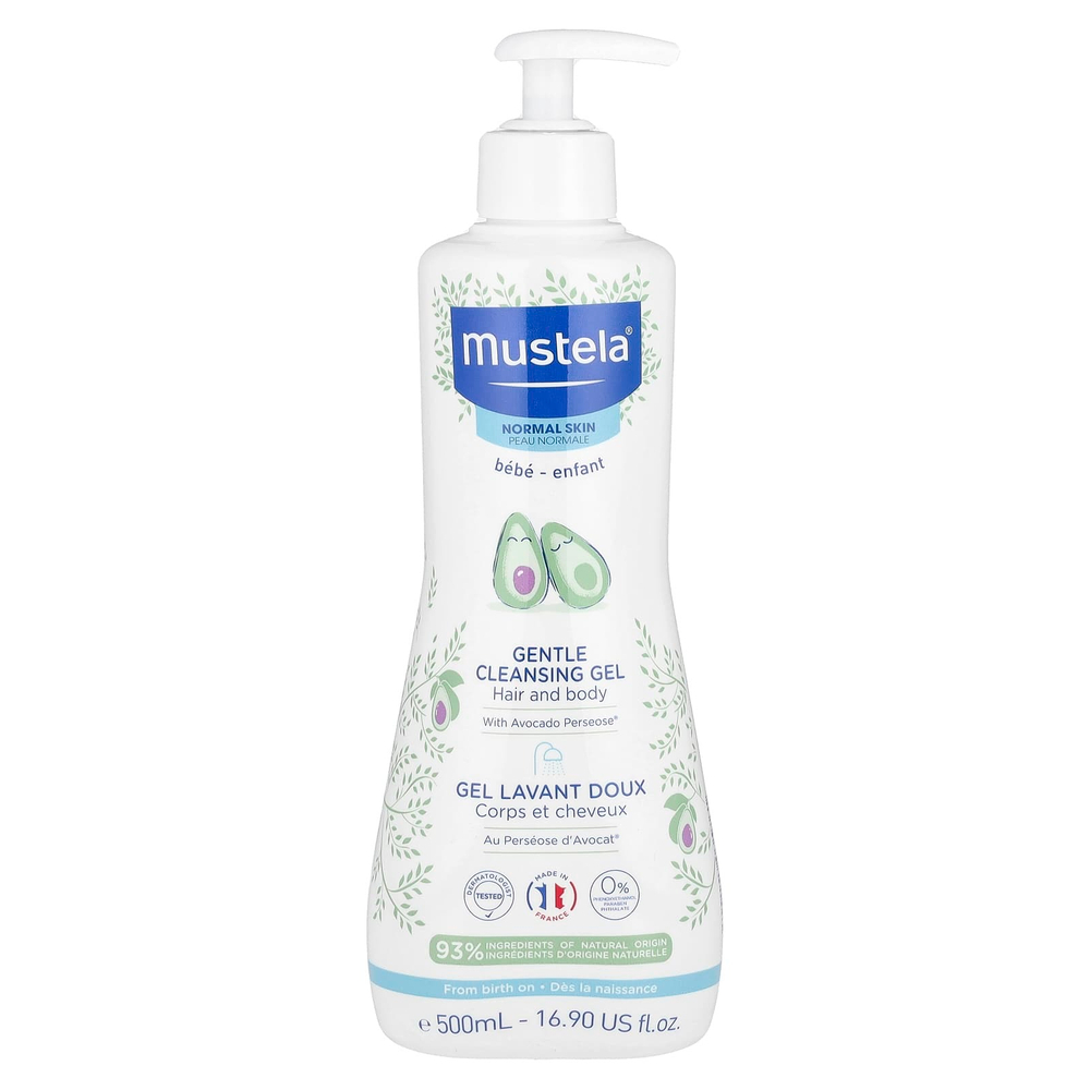 Mustela, мягкий очищающий гель с авокадо, для волос и тела, 500 мл (16,9 жидк. унции)
