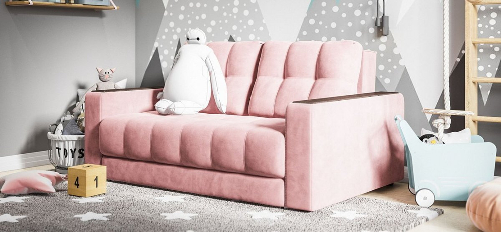 Диван Босс двухместный Велюр Монолит роуз