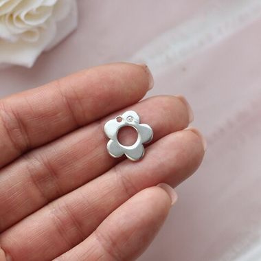 УЦЕНКА!!! Подвеска Цветок с фианитами 15 мм, родий, У100