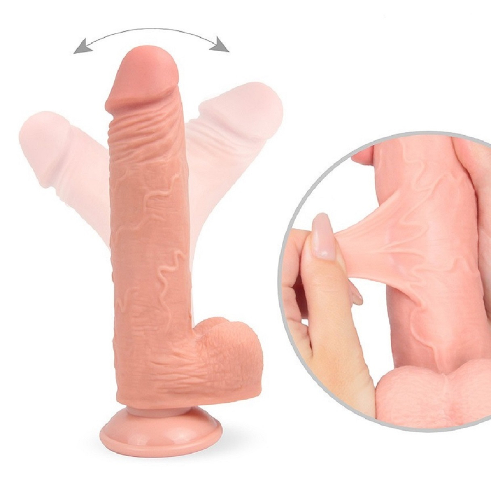 Фаллоимитатор с мошонкой на присоске реалистичный телесный 21,5 см