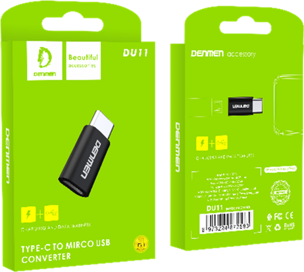 Адаптер-переходник DENMEN DU11 Type-C(m) - microUSB(f) Silver