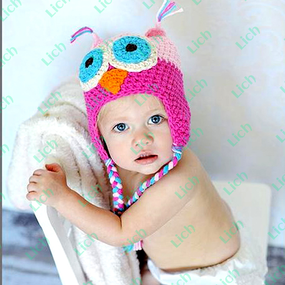 Шапка вязаная детская в виде головы совы