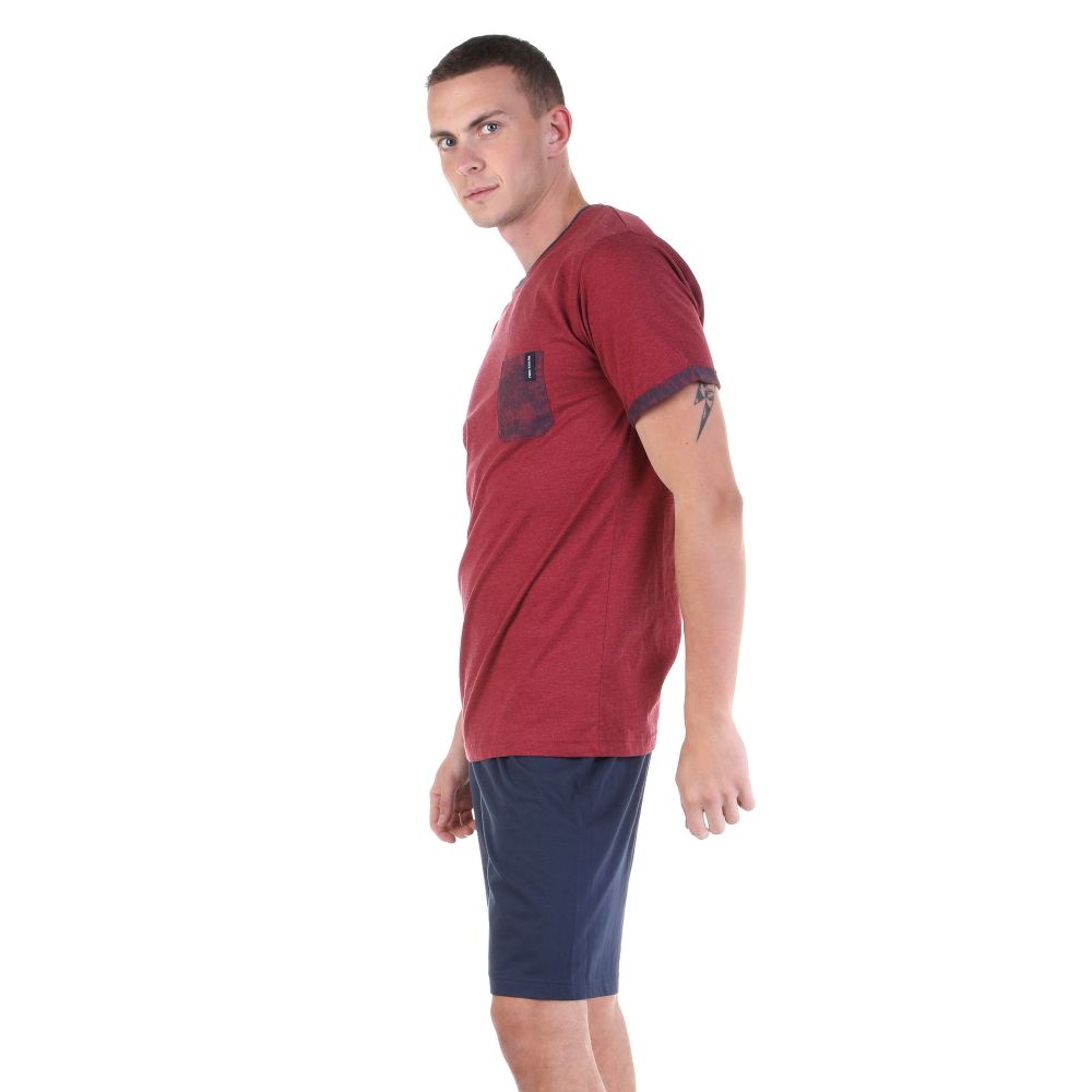 Мужская пижама бордовая с синими шортами Tom Tailor 71059/5624 431