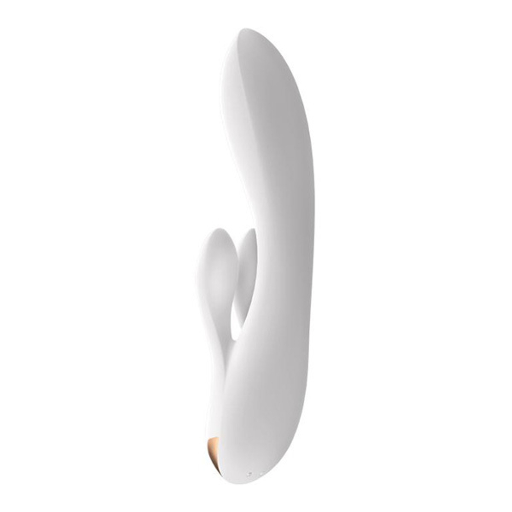 Белый вибратор-кролик 20,1см с двумя клиторальными отростками Satisfyer Double  Flex White