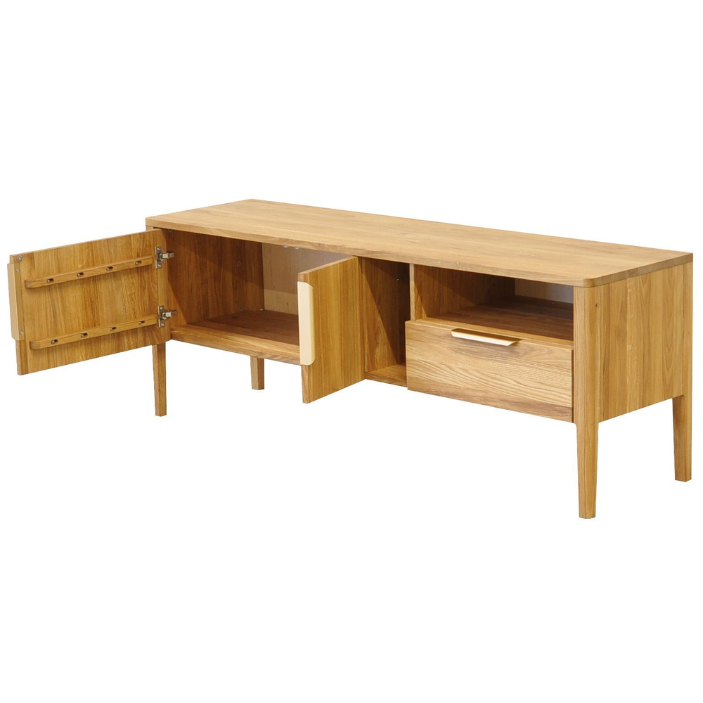 Тумба под телевизор 150 см Розенбург напольная из массива дуба 2 двери 1 ящик