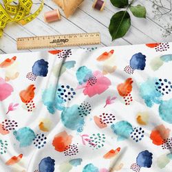 Ткань футер 2-х нитка акварельные облачка