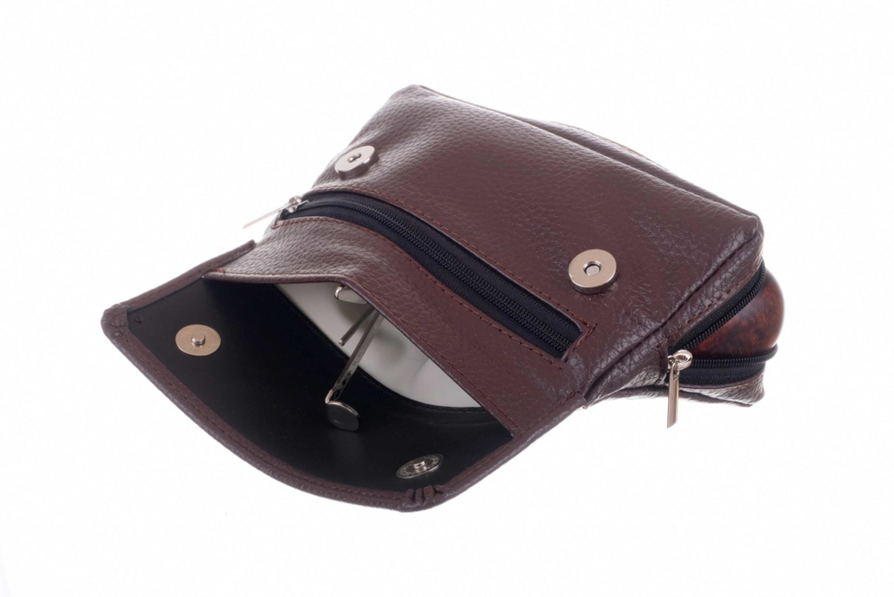 Сумка P&A для 1 трубки и табака, экокожа, коричневая
