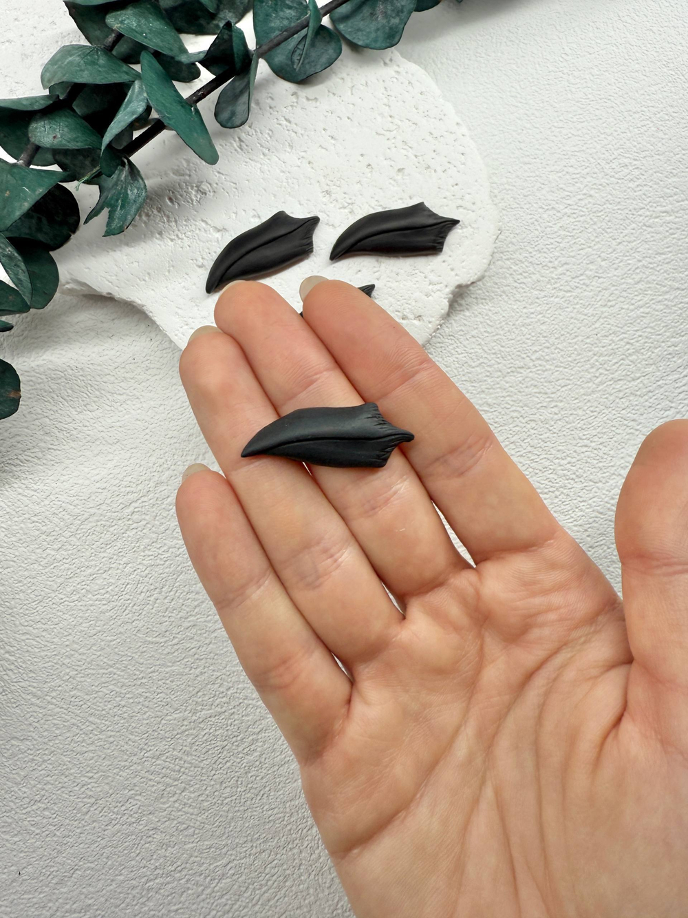 Клюв для броши ворона из полимерной глины (Черный)