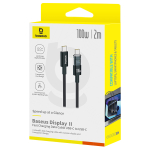 USB-C Кабель Baseus Display 2 Charging+Data 100W 1-2m - Cosmic Black