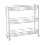 Полка узкая на колёсах (3 секции) Белый 57х18 см