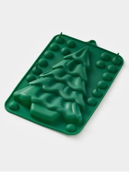Форма для выпечки "Ёлка с шарами" 22х14см, цв.зеленый