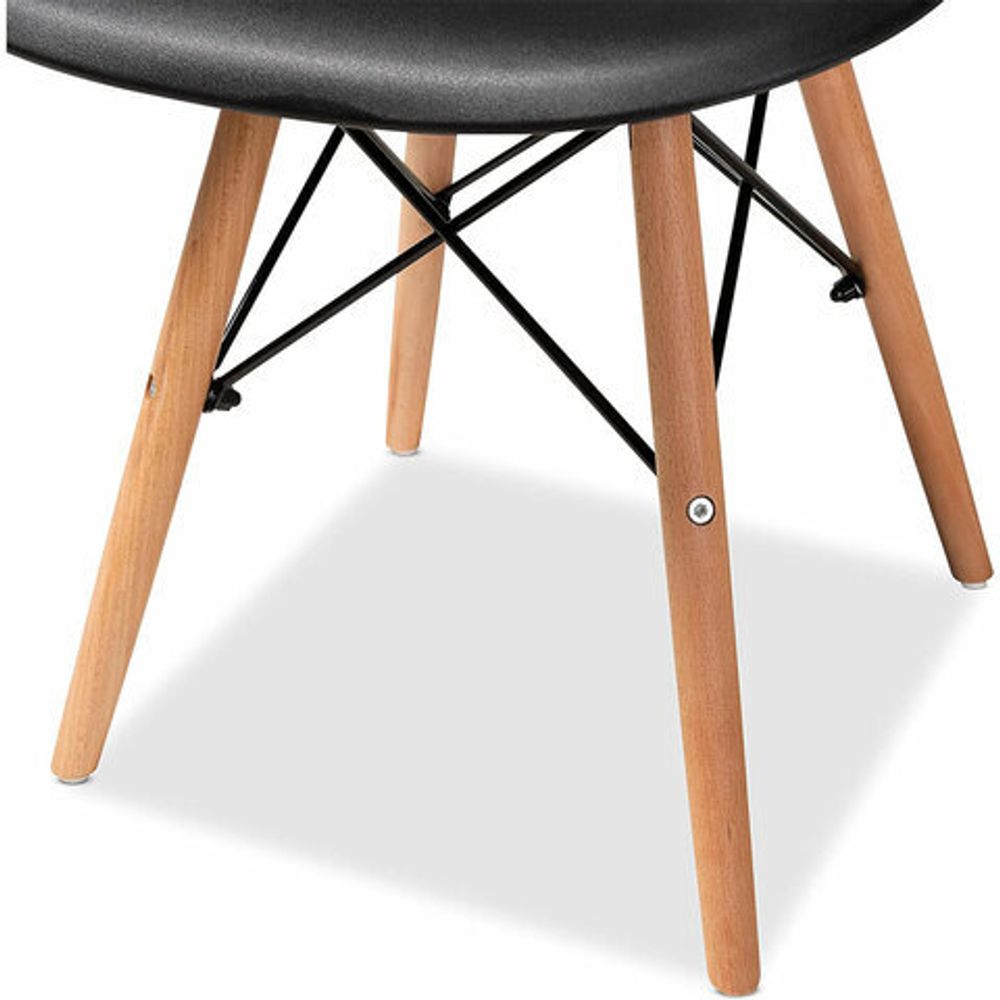 Стулья BRABIX "Eames CF-010", КОМПЛЕКТ 4 шт., пластик черный, опоры дерево/металл, 532631, 2033A