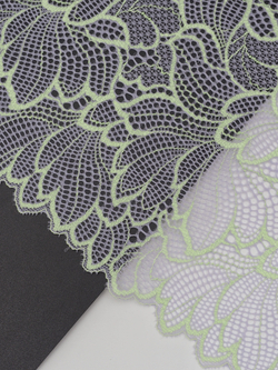 Эластичное кружево орхидея с желто-зеленым неоновым ширина 23 см