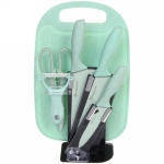 Набор ножей «DrowCook» 7предметов (3ножа+ножницы+овощечистка+доска+подставка) мятный