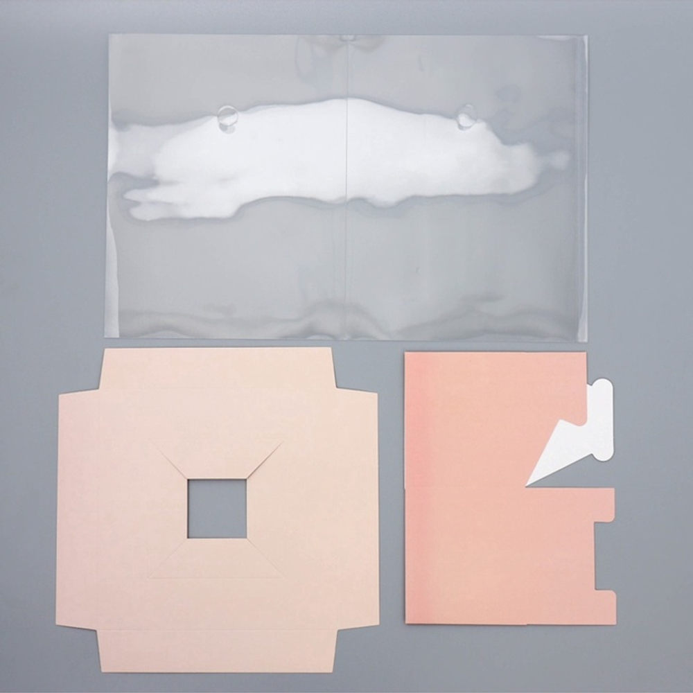 Коробка подарочная для цветов с вазой и пластиковыми окнами складная, упаковка, «Персик», 23×30×23 см