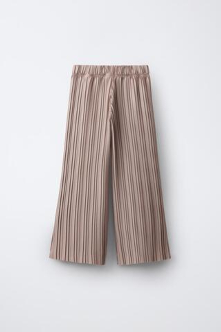 ZARA ПЛИССИРОВАННЫЕ БРЮКИ WIDE LEG, СЕРО-КОРИЧНЕВЫЙ
