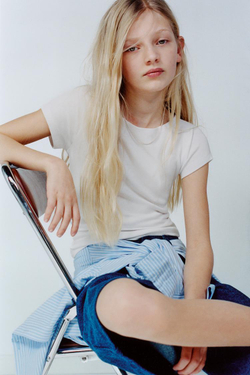 ZARA ОДНОТОННАЯ ФУТБОЛКА ИЗ МОДАЛА, БЕЛЫЙ