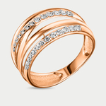 Кольцо женское из розового золота 585 пробы с фианитами (арт. 023241-1102)
