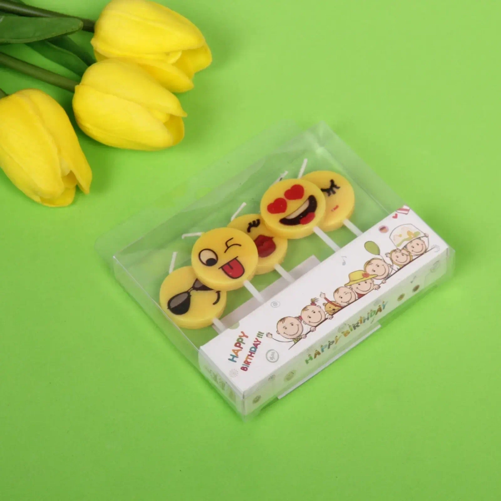 Свечи для торта «Веселый смайлик» (набор 5 шт) 8 см