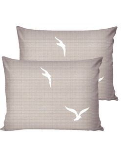 Постельное белье перкаль Сказка "Чайки/Чайки (компаньон)" семейное Наволочка 50х70 см 2 шт Простынь на резинке 160x200 см Пододеяльник 145x215 см 2шт