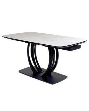 Стол MALTA 160 MARBLES KL-99 Белый мрамор матовый, итальянская керамика/ черный каркас