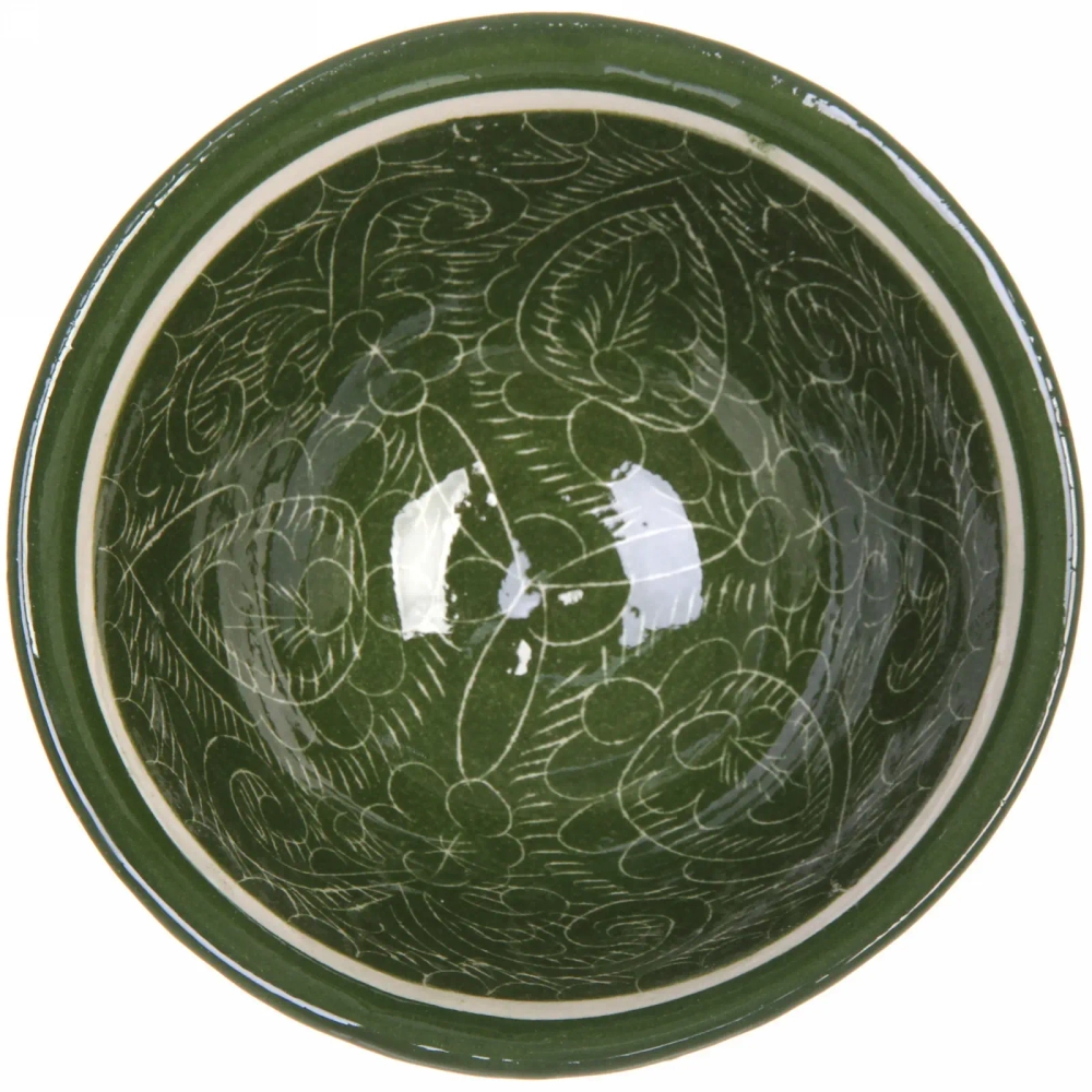 Чайный набор 9 предметов Зеленый (блюдо, чайник, пиала 6шт) Риштанская керамика