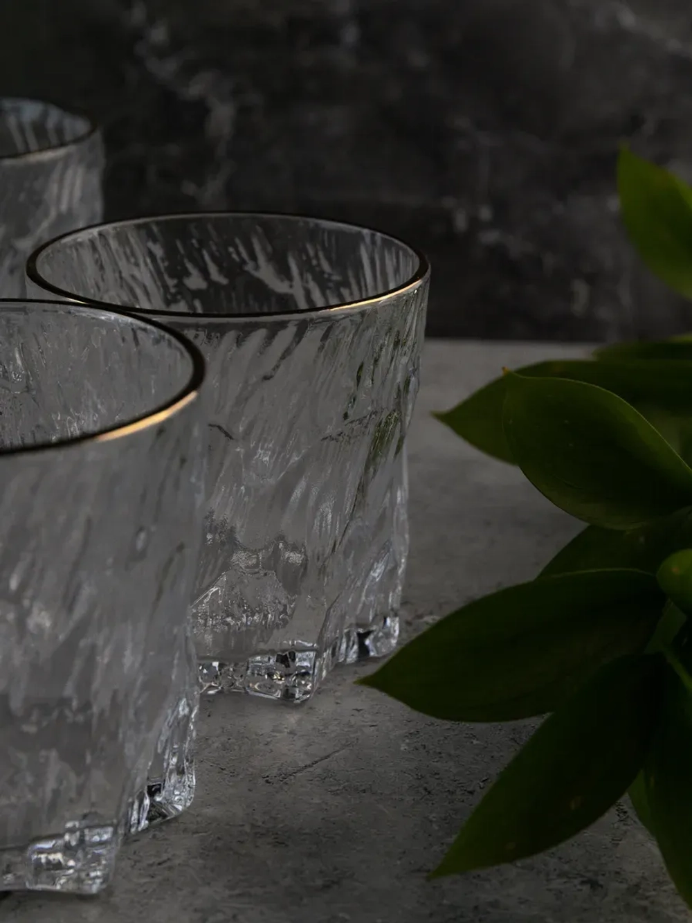 Стаканы для виски, 6 шт. Прозрачный лед с золотой каймой