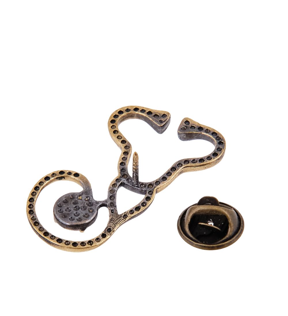 AM-3797 Брошь «Стетоскоп Медицина» (латунь, янтарь)