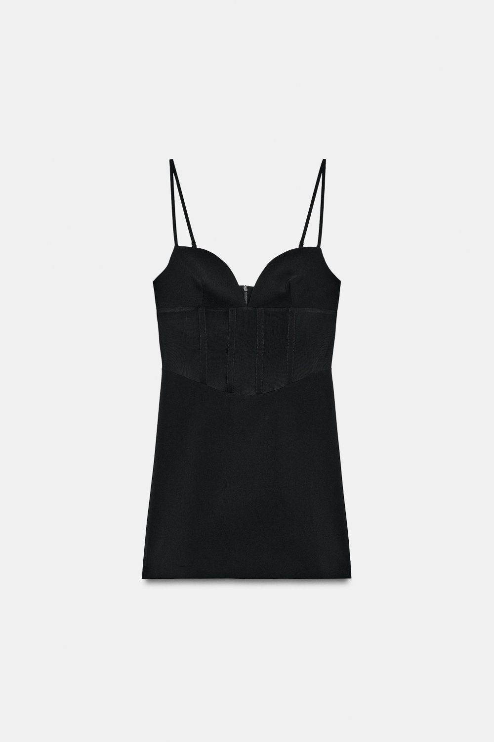 ZARA КОМБИНИРОВАННОЕ ПЛАТЬЕ-КОРСЕТ, ЧЕРНЫЙ