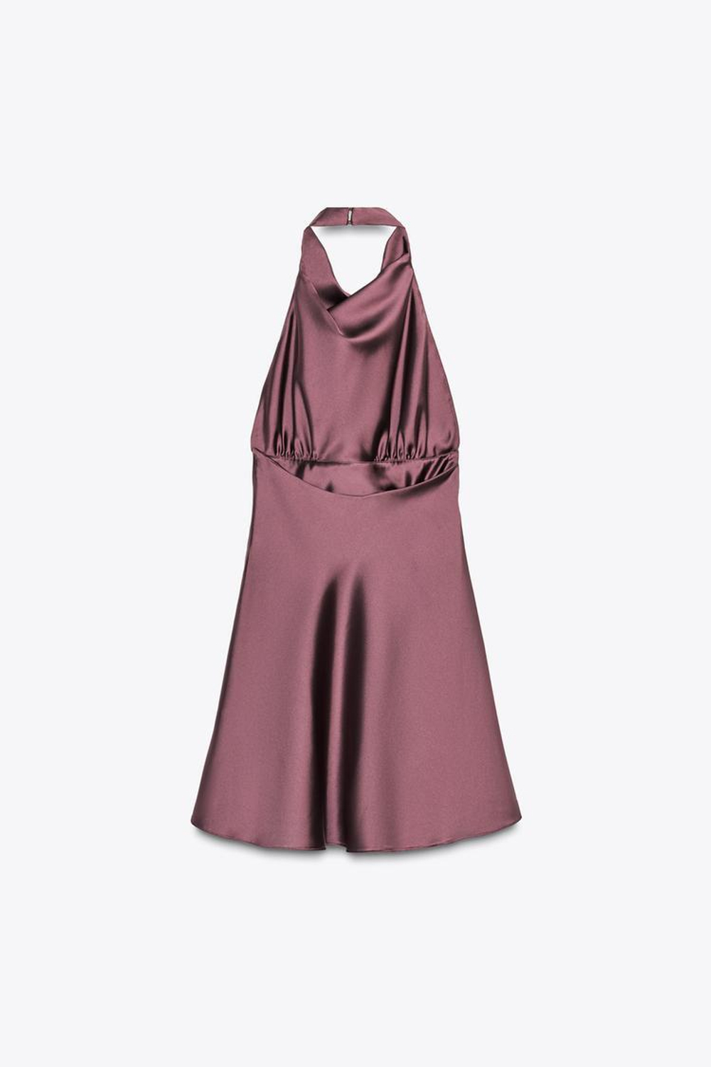 ZARA КОРОТКОЕ АТЛАСНОЕ ПЛАТЬЕ, ВИННЫЙ