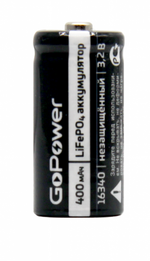 Аккумулятор Li-Fe GoPower 16340 PK1 3.2V 400mAh (1/8/400)