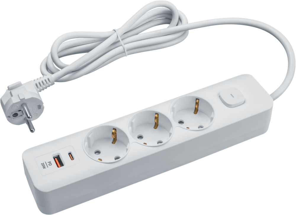 Удлинитель Navigator 95 688 NPE-USB06-03-300-ESC-3X1-PD20W