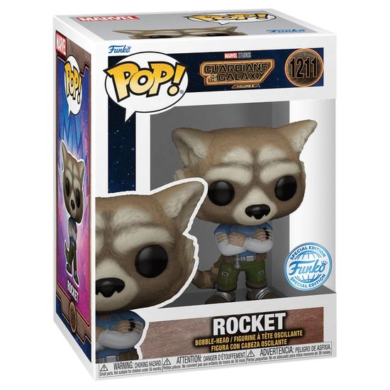Фигурка Funko POP! Bobble Marvel Guardians Of The Galaxy 3 Rocket (Exc) (1211) 67514 / Фигурка Фанко ПОП! по мотивам фильма "Стражи Галактики 3", Ракета