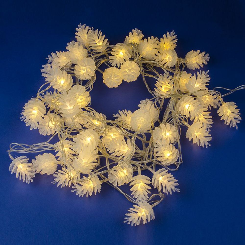 ULD-S0500-050/DTA WARM WHITE IP20 PINE CONES Гирлянда светодиодная «Шишки», 5м. 50 светодиодов. Теплый белый свет. Провод прозрачный. ТМ Uniel