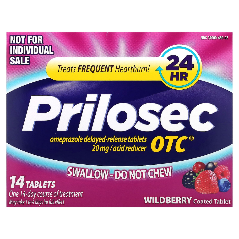Prilosec, OTC, Wildberry, 20 мг, 42 таблетки