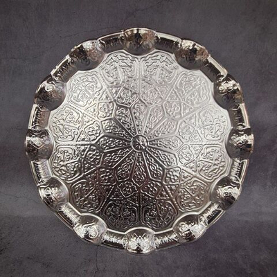 Поднос "Круг" с узорами 35см/ACAR. Турция (темно-серый)