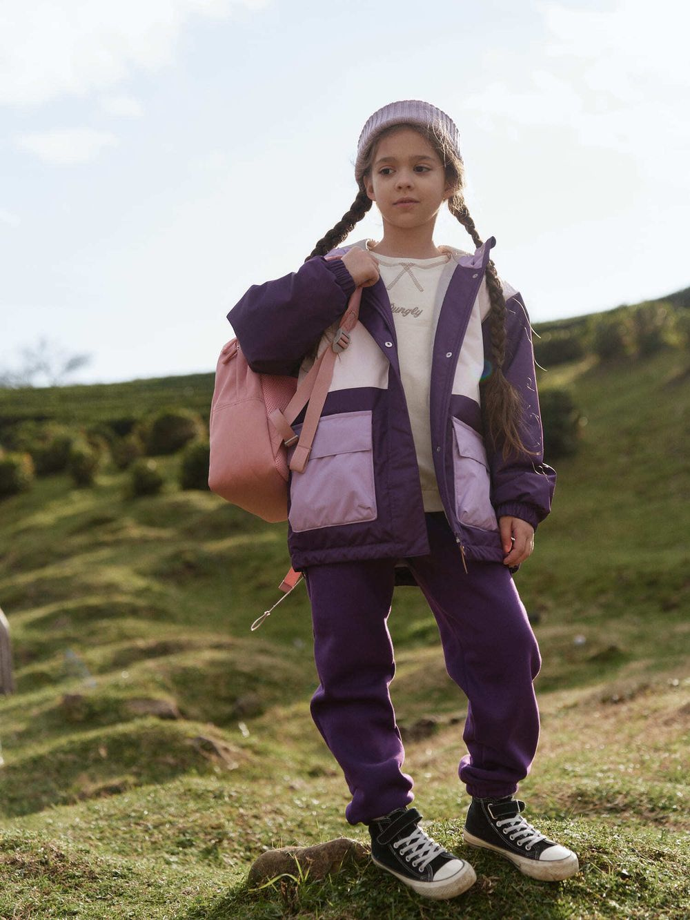 Куртка демисезонная Колор блок "Баклажан"