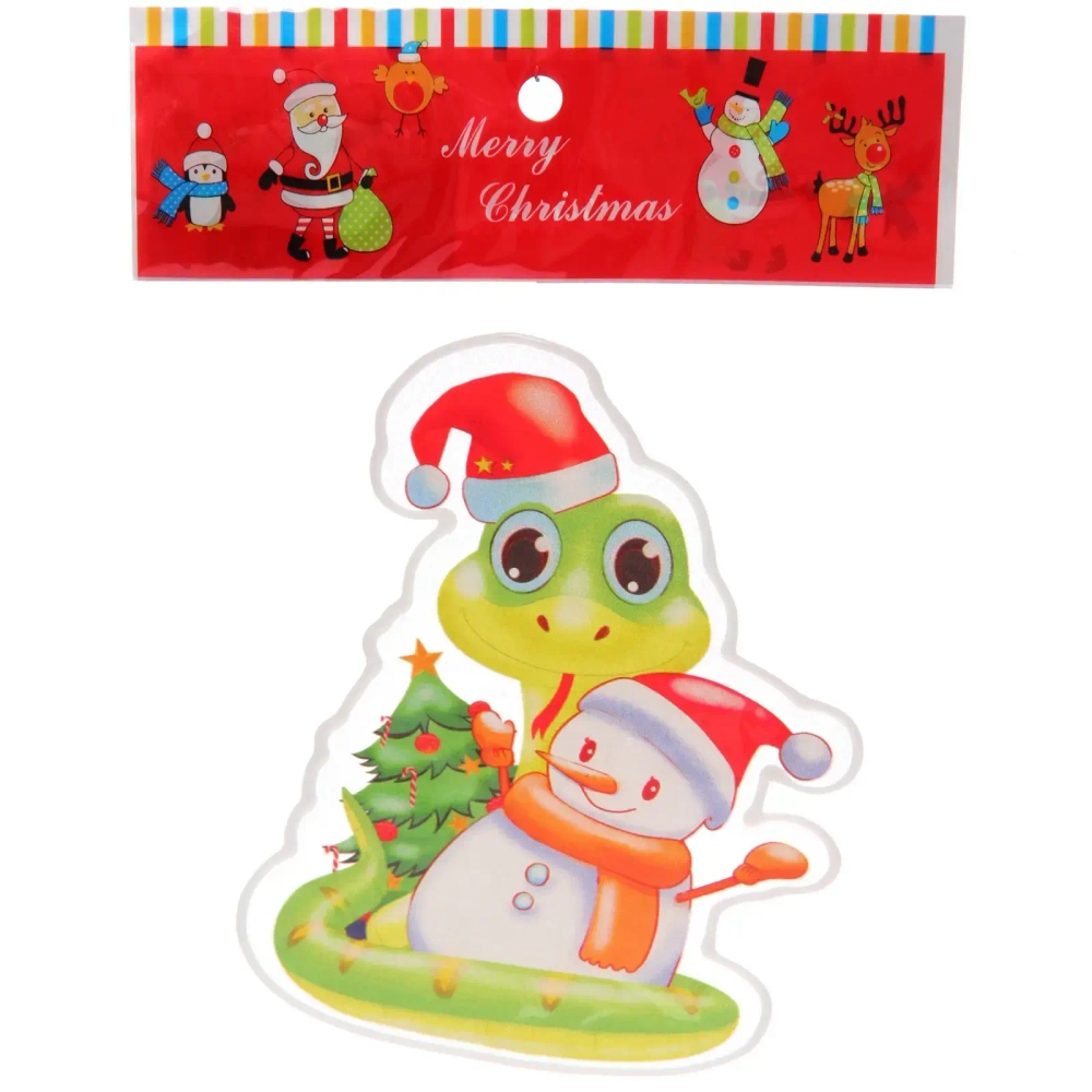 Наклейка на стекло «Змея и снеговик» 15*20 см