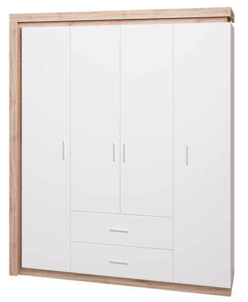 Спальня  МС Люмен 16 Шкаф для одежды с ящ. 4х двер. без зеркала  (Дуб Сакраменто/Белый снег) Ижмебел