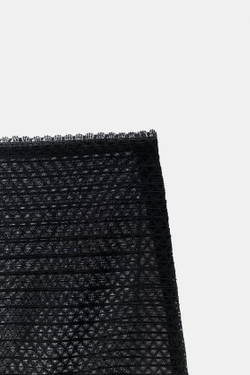 ZARA КОМБИНИРОВАННАЯ ЮБКА ИЗ КРУЖЕВА И ТЮЛЯ, ЧЕРНЫЙ