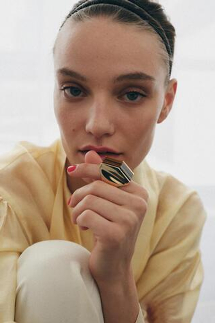 ZARA МАКСИ-КОЛЬЦО С ГЕОМЕТРИЧЕСКИМ КАМНЕМ, ЗОЛОТИСТЫЙ