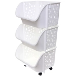 Этажерка для хранения напольная «БИСКОТТИ», цвет дымчатый белый, три секции, 38*32,5*73см (лейбл)