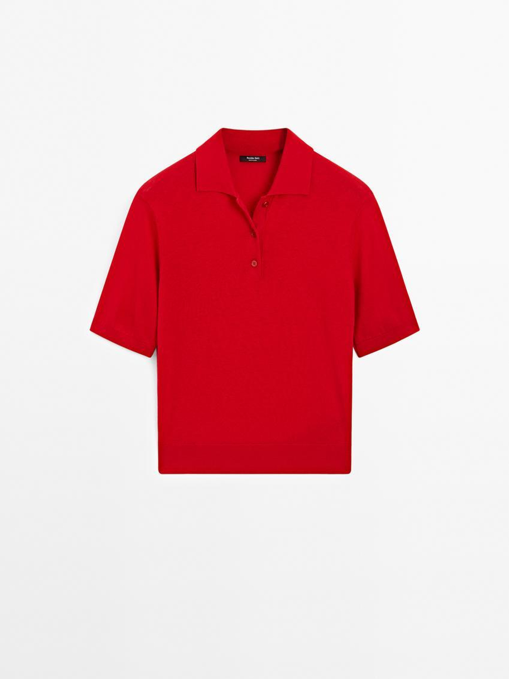 Massimo Dutti Футболка с воротником поло, красный