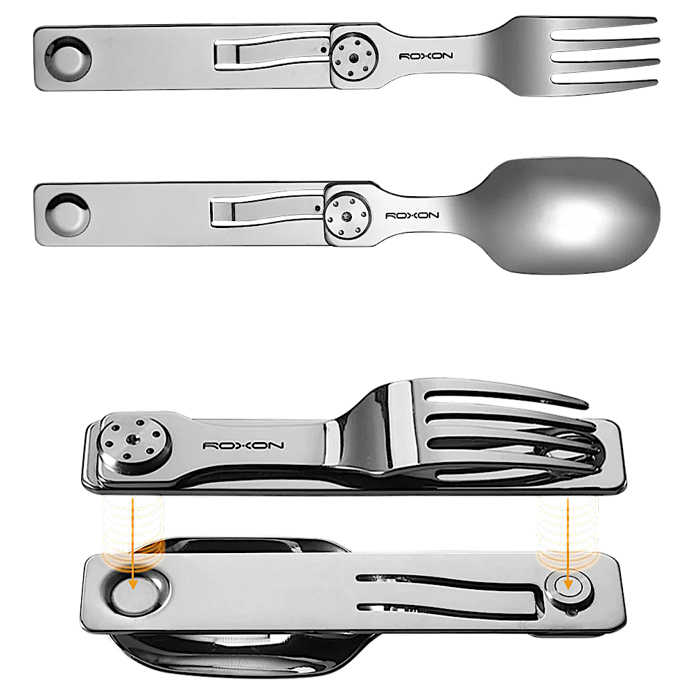 Столовые приборы Roxon C2 складной (ложка, вилка) 3Cr13, 2Cr13
