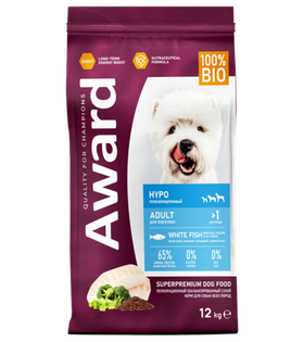 Award Hypo All Breeds Adult с белой рыбой с добавлением брокколи, сельдерея и семян льна 1кг. развес