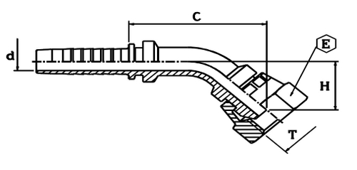 Фитинг DN 16 BSP (Г) 5/8 (45)