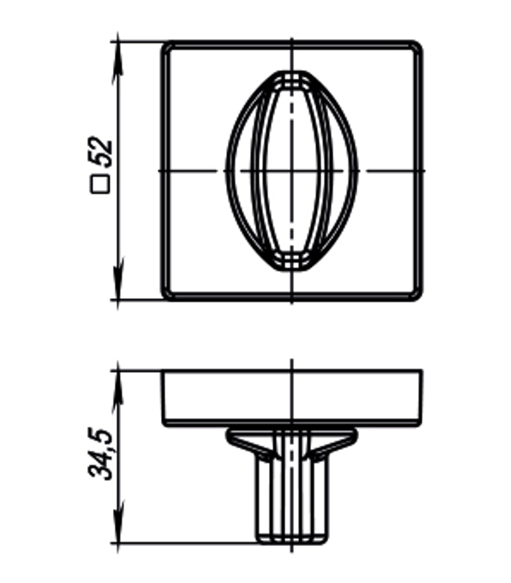 Ручка поворотная BK6.K.USQ52 (BK6/USQ) SN-3 матовый никель