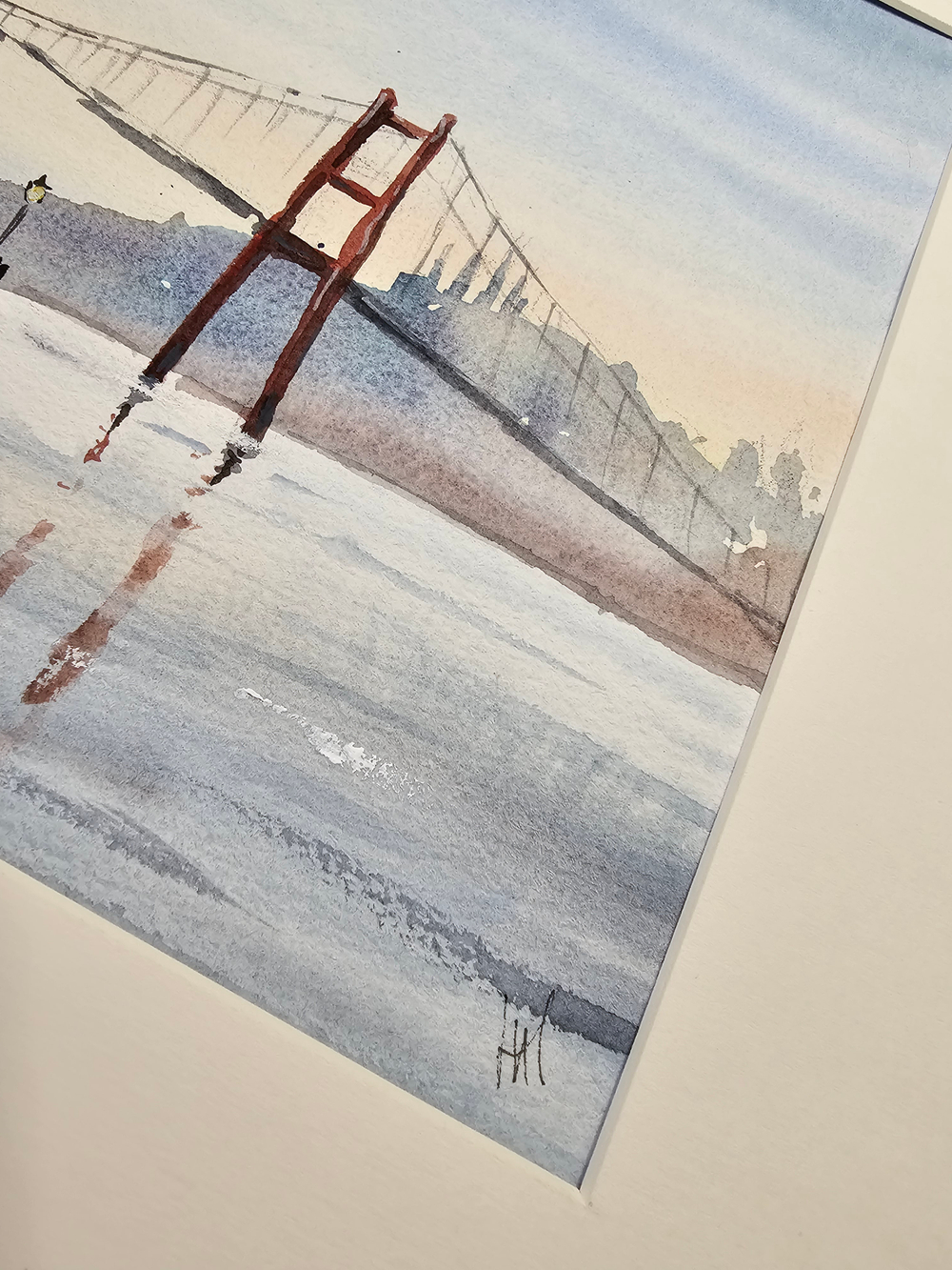 Картина авторская акварельная в паспарту 30х40 см на стену для интерьера "Мечеть Ортакей. Стамбул"