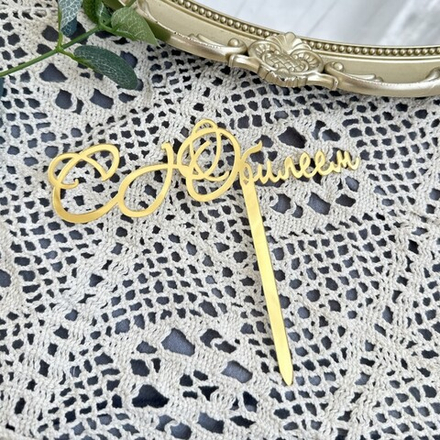 Украшение - боковой топпер  для торта «С Юбилеем», золото